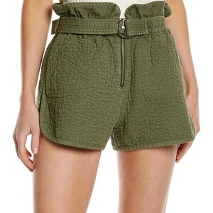 Sea New York Stan Sandwashed Quilted High Waisted Shorts Green